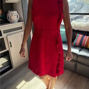 Brooks Brothers Classic Red Sleeveless Ruffle Dress